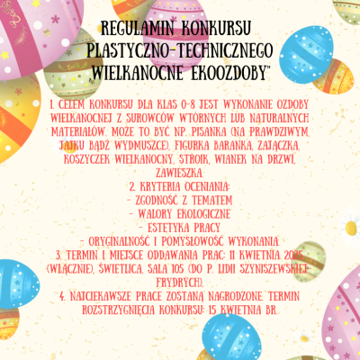 Regulamin konkursu plastyczno-technicznego „Wielkanocne ekoozdoby