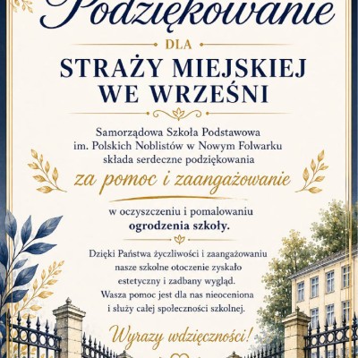 Podziękowanie dla Straży Miejskiej we Wrześni